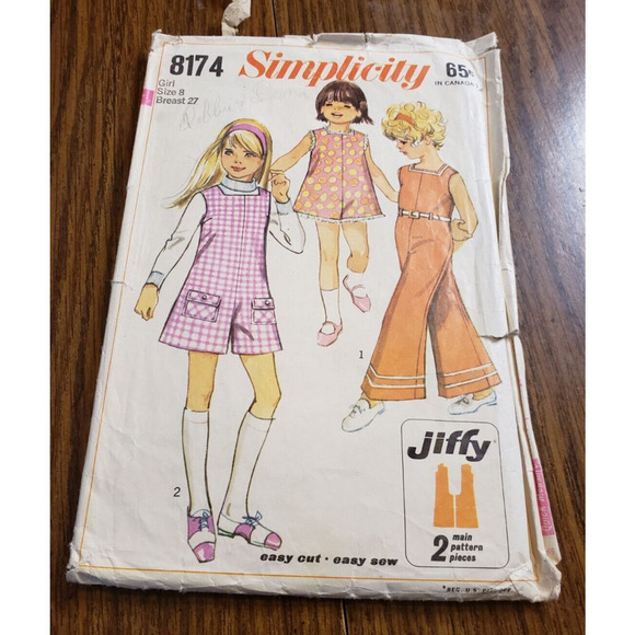 Girls jumpsuit Sewing Pattern Pant Jumper Simplicity 8174 Size 8 - Picture 1 of 5